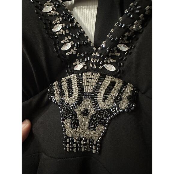 Cache Woman's Beaded Halter Top Black Dress Size 2 - Picture 3 of 7